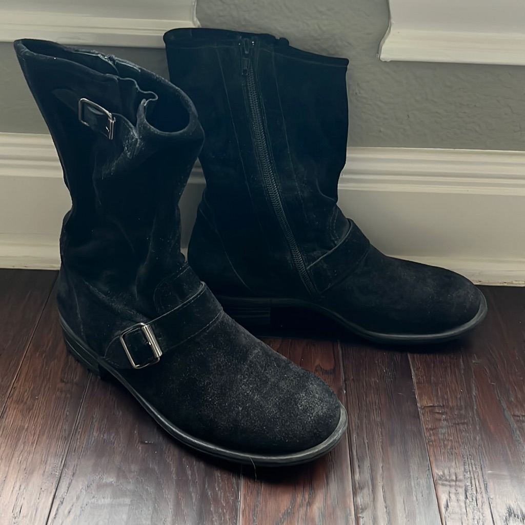 Black Paul Green Boots Size 7 (4.5 Uk)